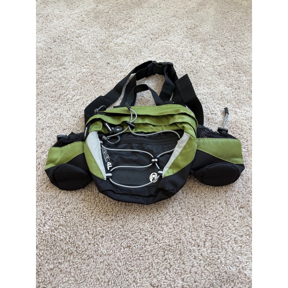 Coleman Revel 4L Lumbar Pack Green Black Hiking Waist Bag Dual Bottle Holders